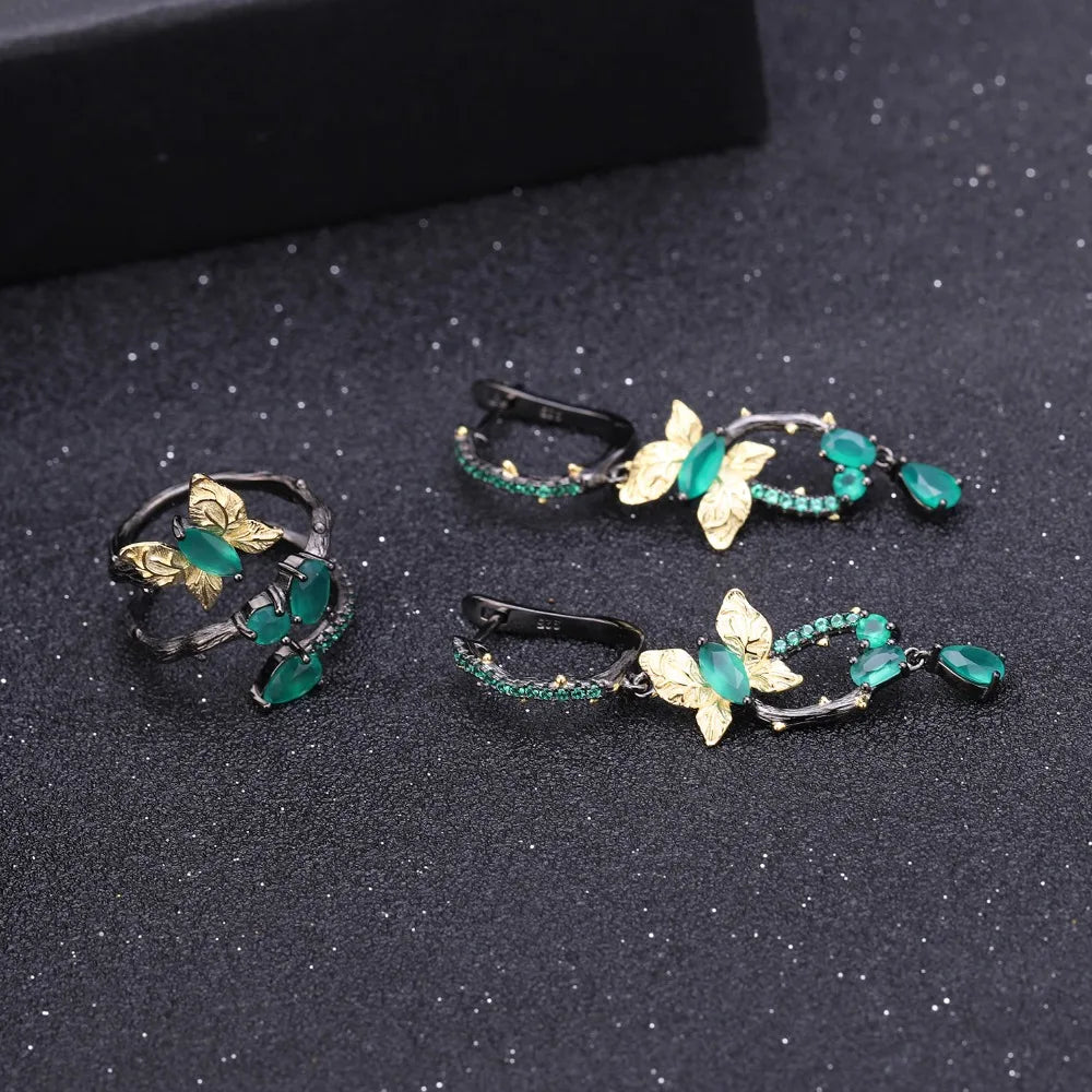 Green Agate Gemstone Earrings