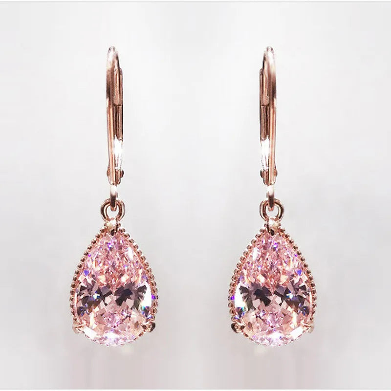 Pink Zirconia Drop Earrings - ÉclatMystique