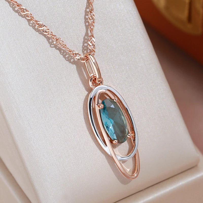 Oval Blue Zircon Necklace - ÉclatMystique
