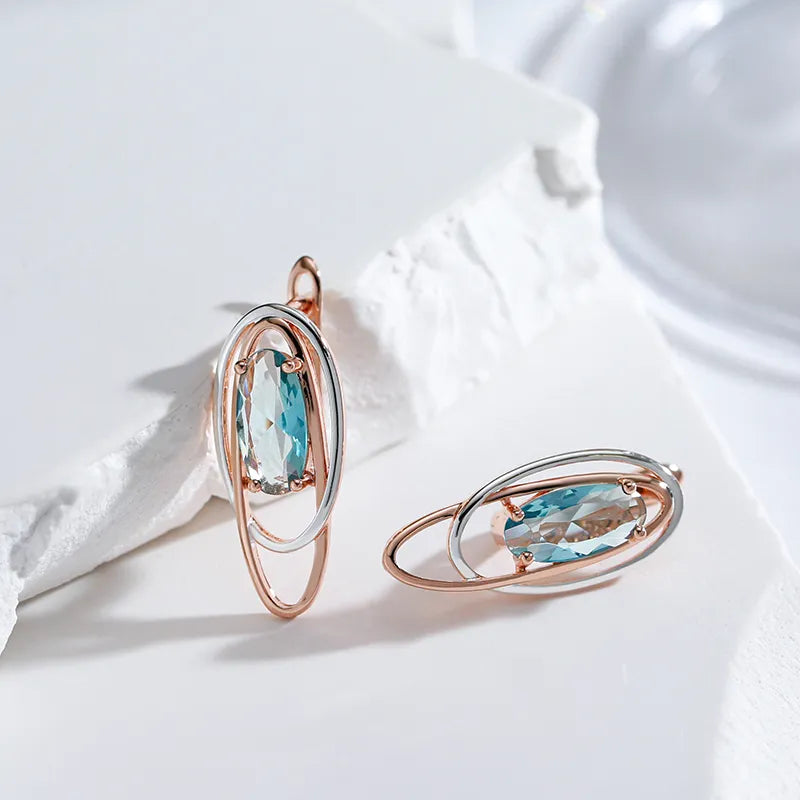 Oval Blue Zircon Earrings - ÉclatMystique