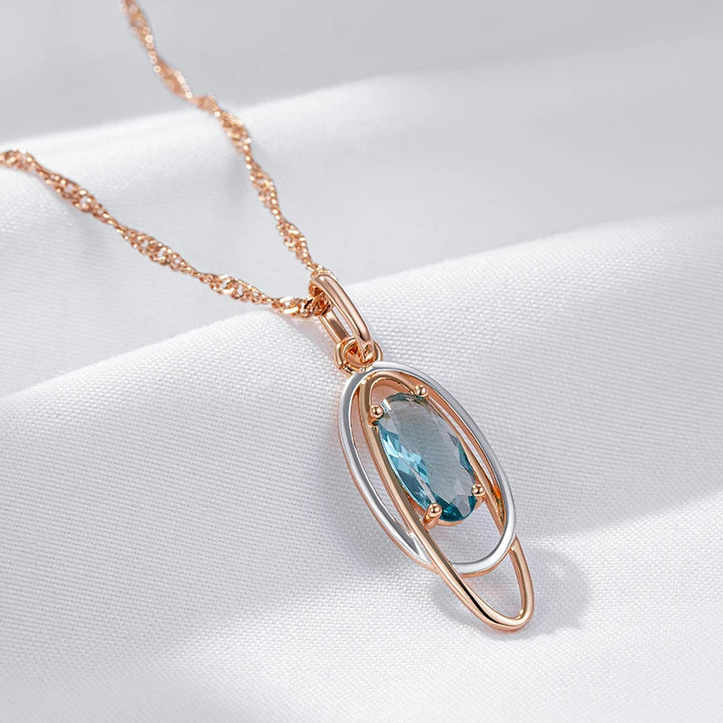 Oval Blue Zircon Necklace - ÉclatMystique