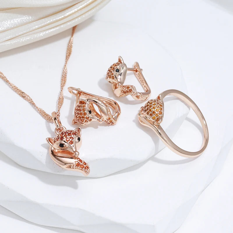Natural Zircon Fox Necklace