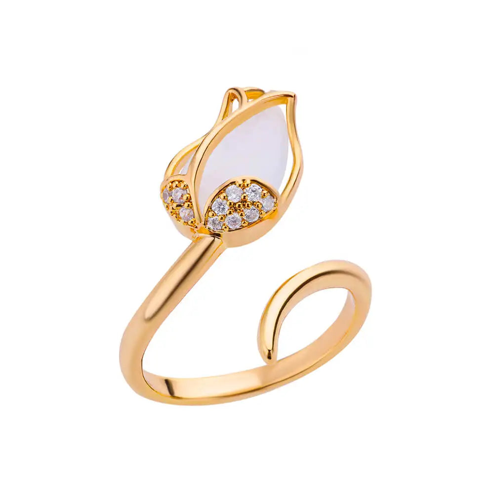 White Opal Tulip Ring - ÉclatMystique