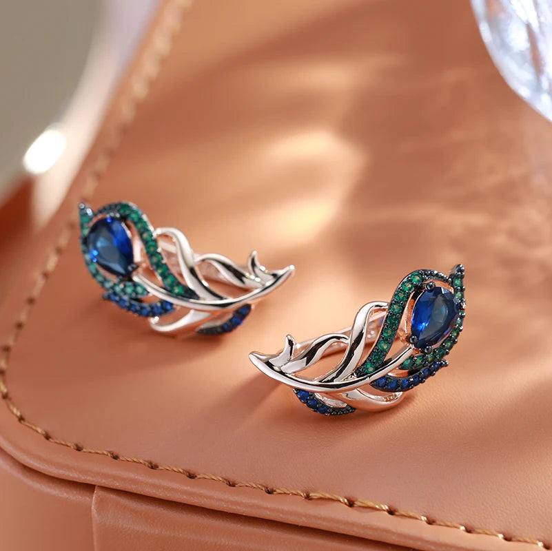 Blue Natural Zircon Drop Earrings