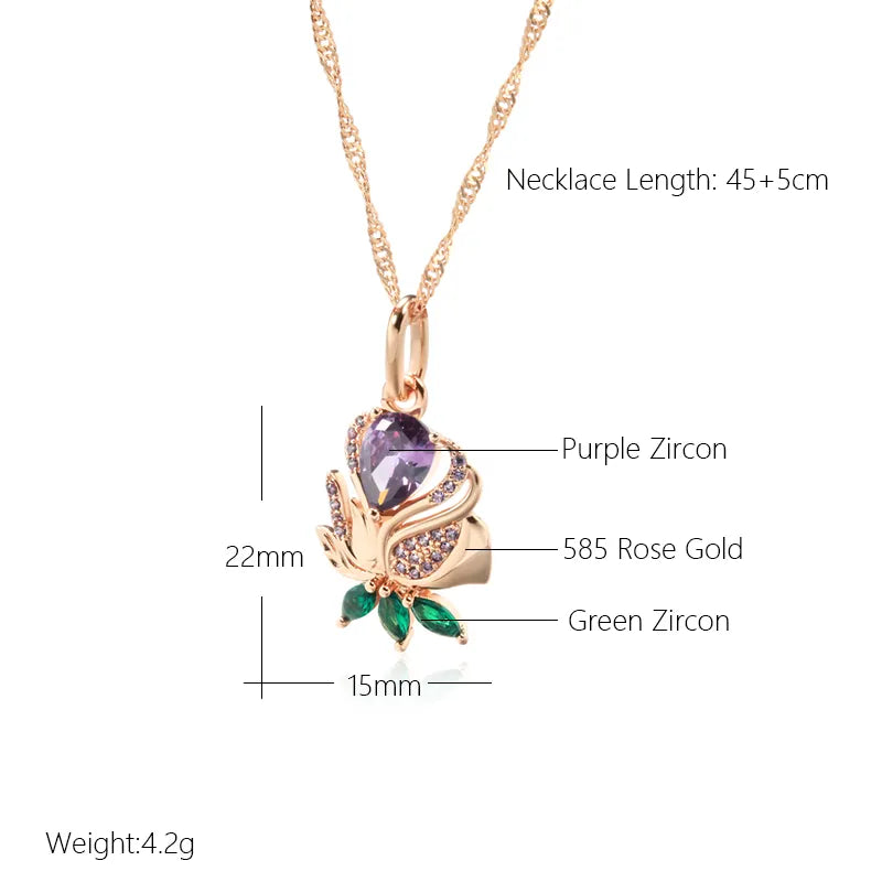 Purple Natural Zircon Flower Necklace - ÉclatMystique