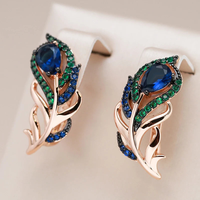 Blue Natural Zircon Drop Earrings