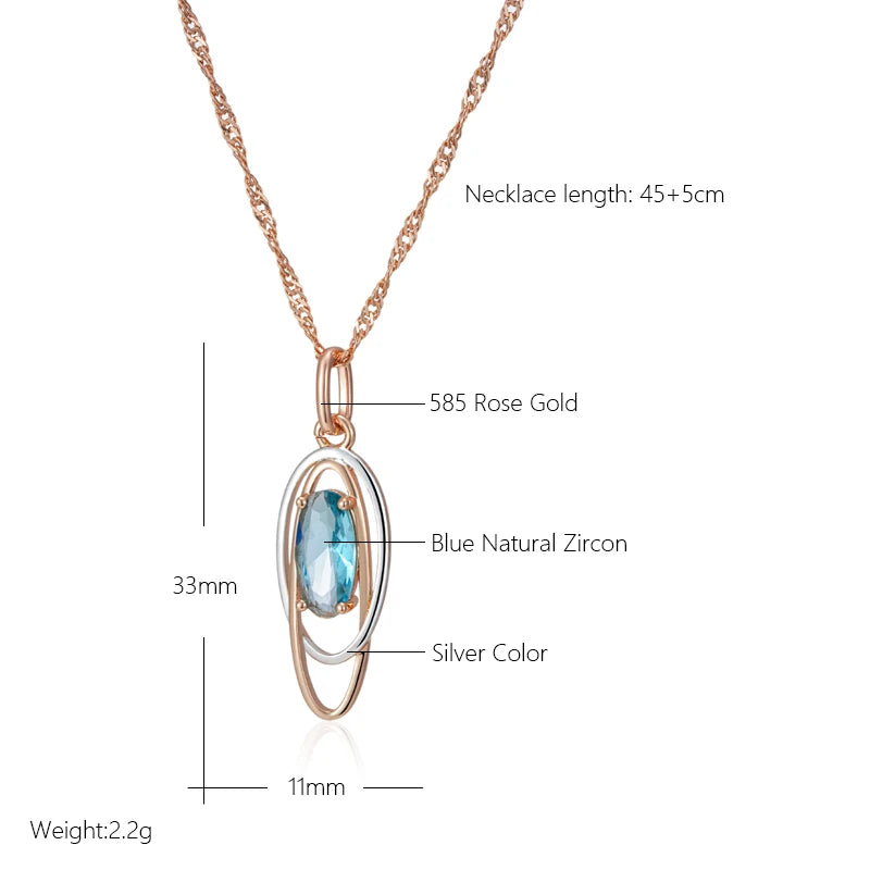 Oval Blue Zircon Necklace - ÉclatMystique