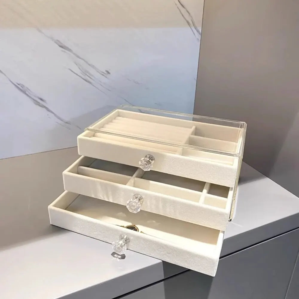 Three-layer Flannel Jewelry Box Drawer - ÉclatMystique