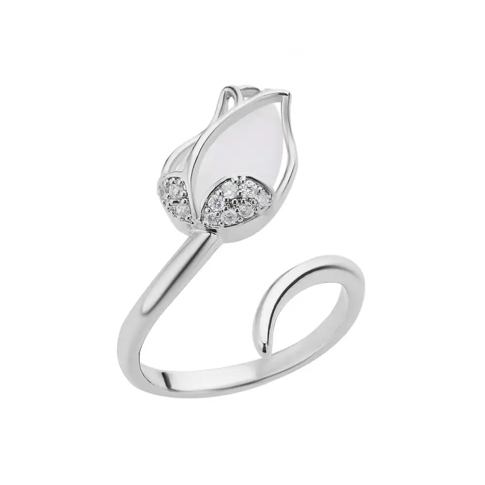 White Opal Tulip Ring - ÉclatMystique