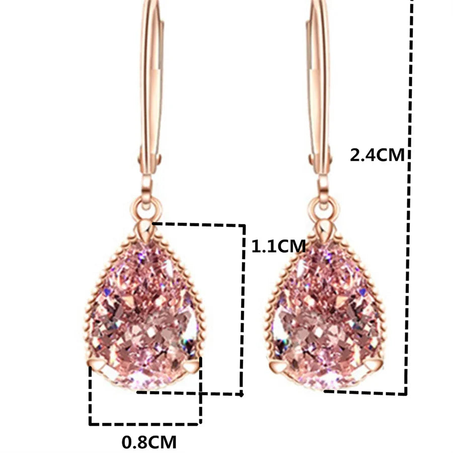 Pink Zirconia Drop Earrings - ÉclatMystique