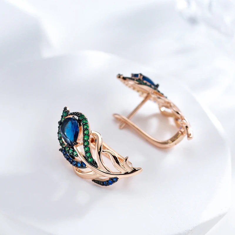 Blue Natural Zircon Drop Earrings