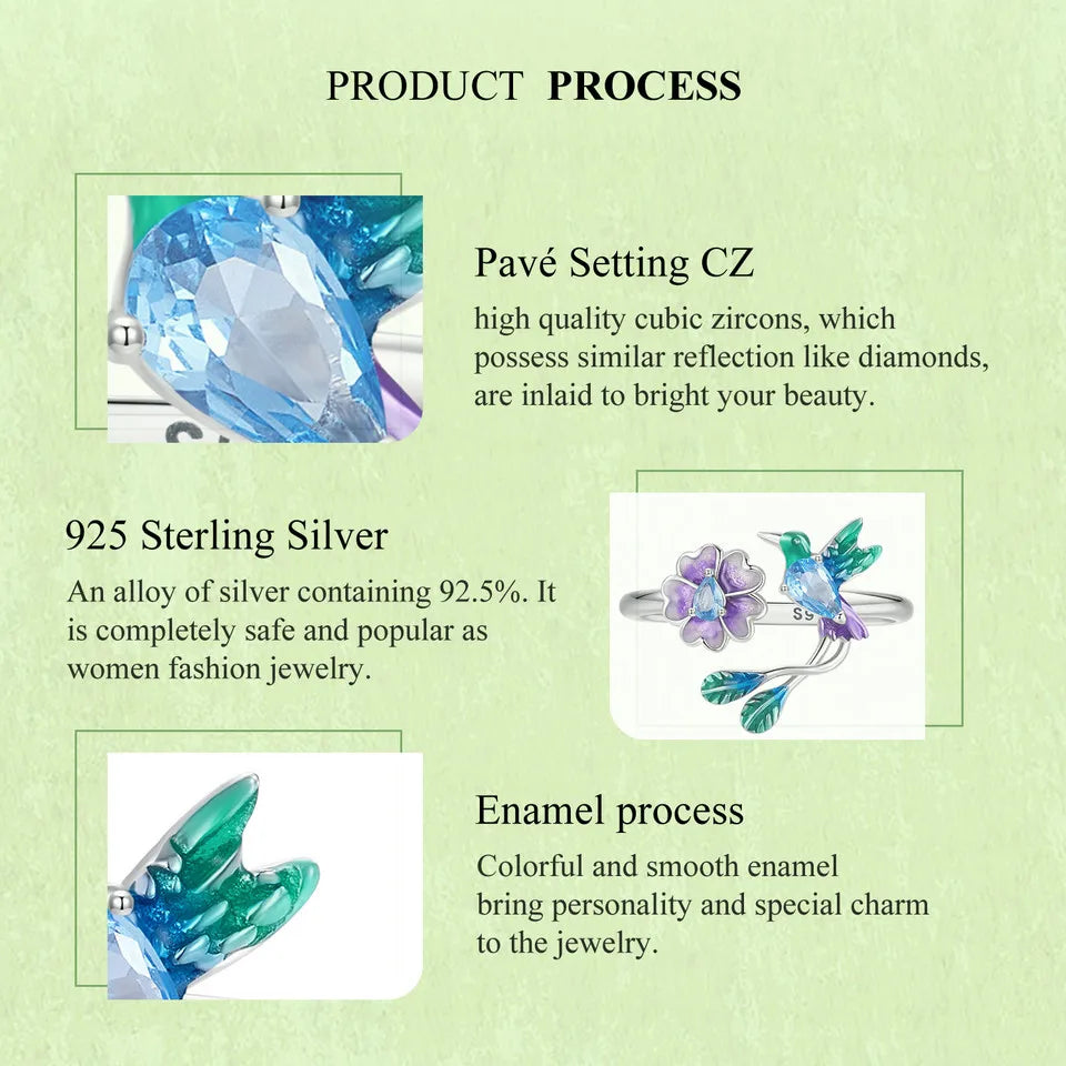 Crystal Hummingbird Ring
