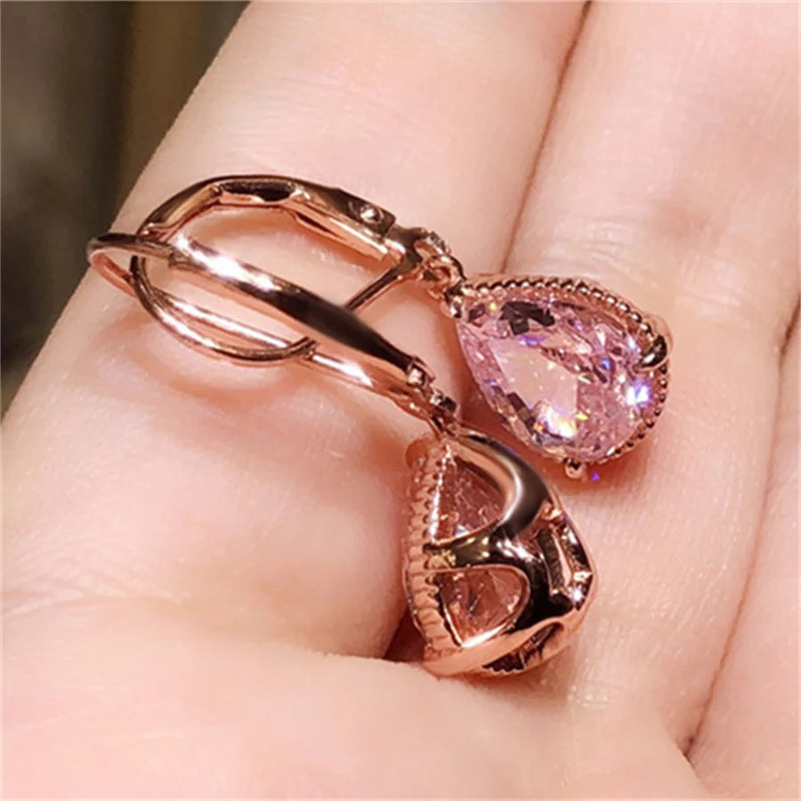 Pink Zirconia Drop Earrings - ÉclatMystique