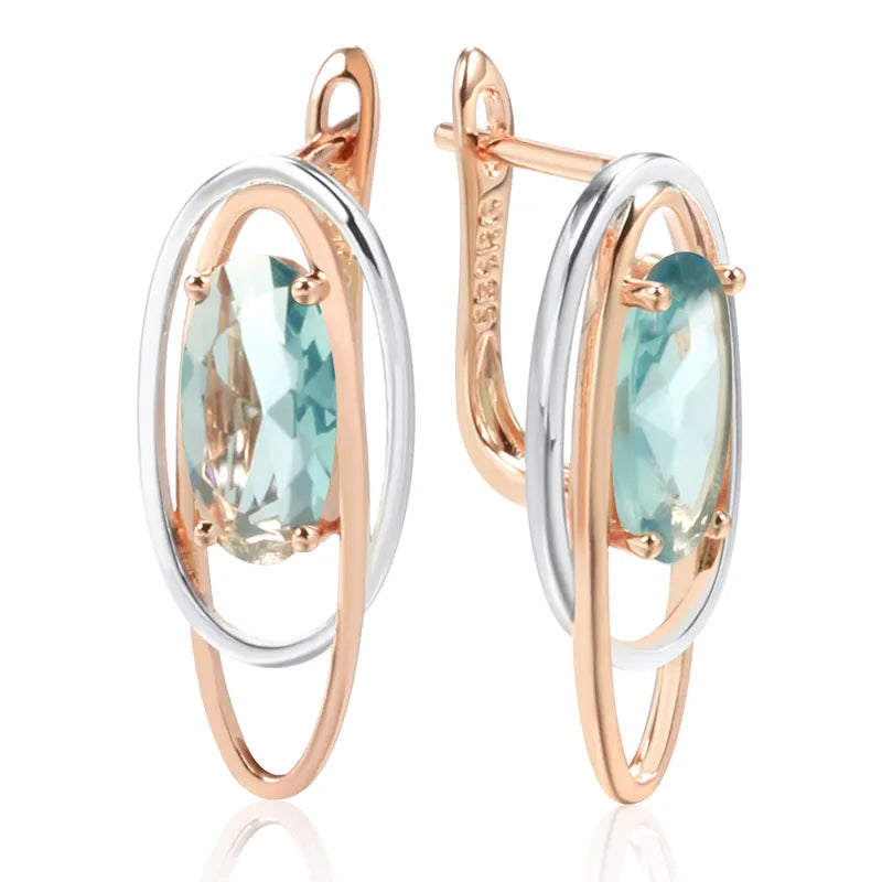 Oval Blue Zircon Earrings - ÉclatMystique