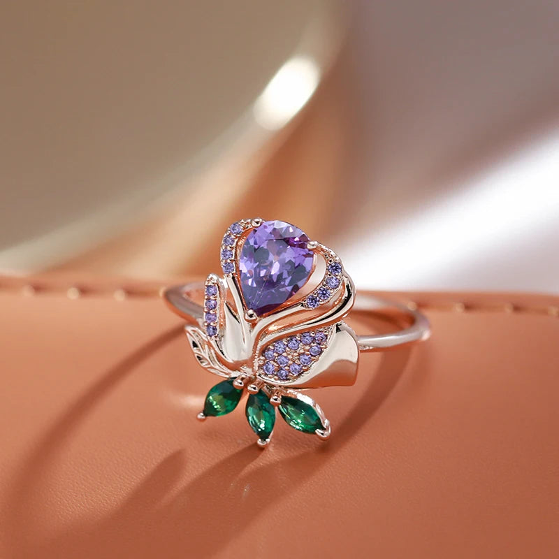 Purple Natural Zircon Ring