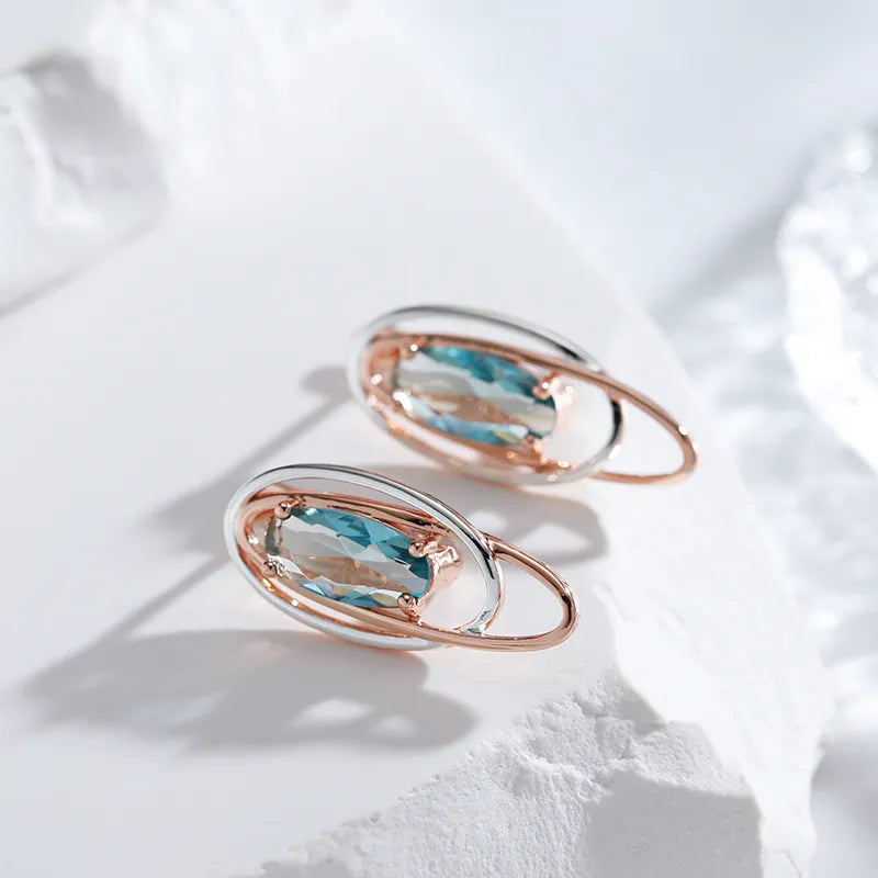 Oval Blue Zircon Earrings - ÉclatMystique