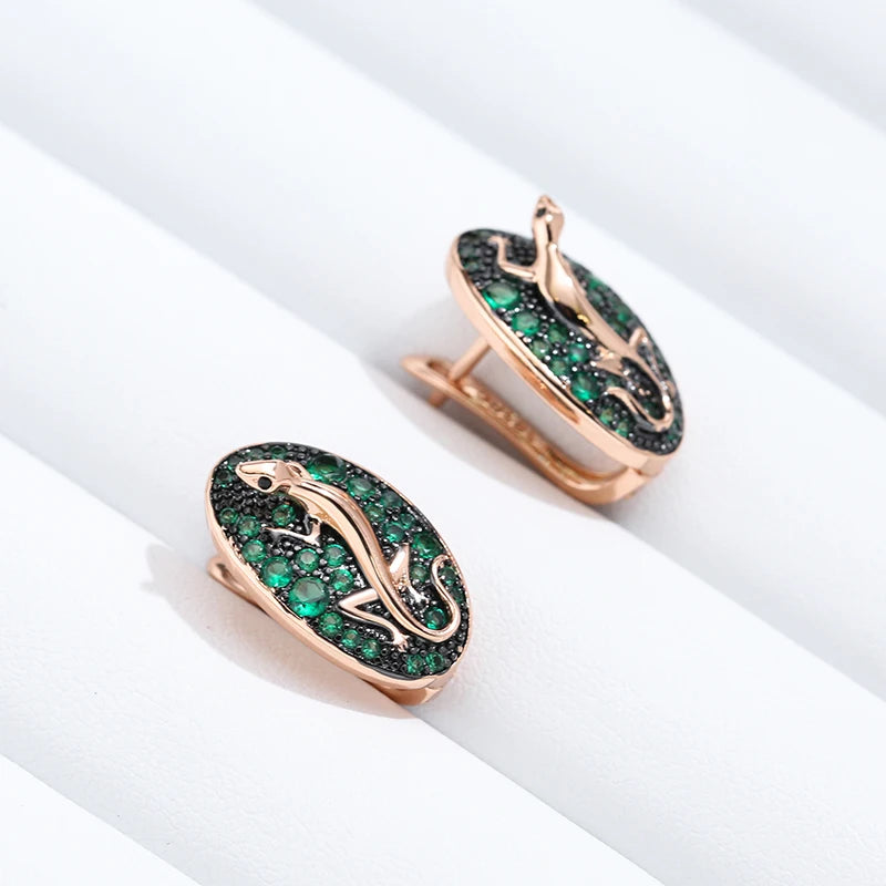 Natural Zircon Lizard Earrings