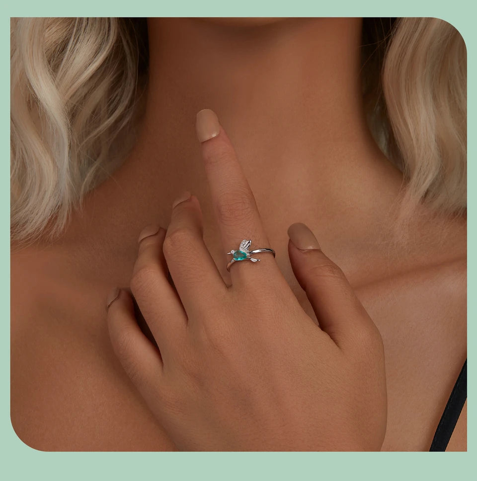 Mint Hummingbird Ring - ÉclatMystique