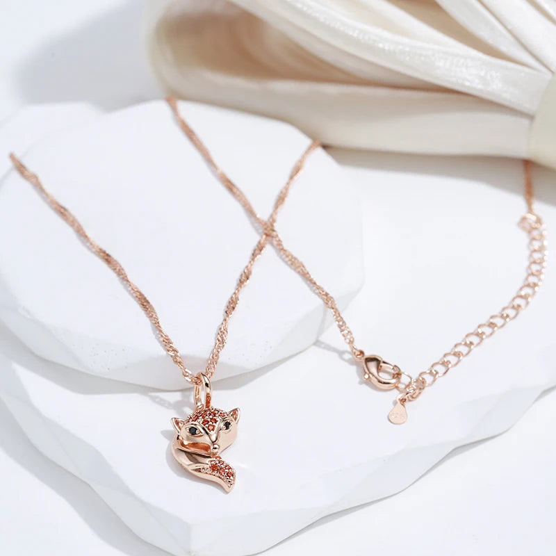 Natural Zircon Fox Necklace