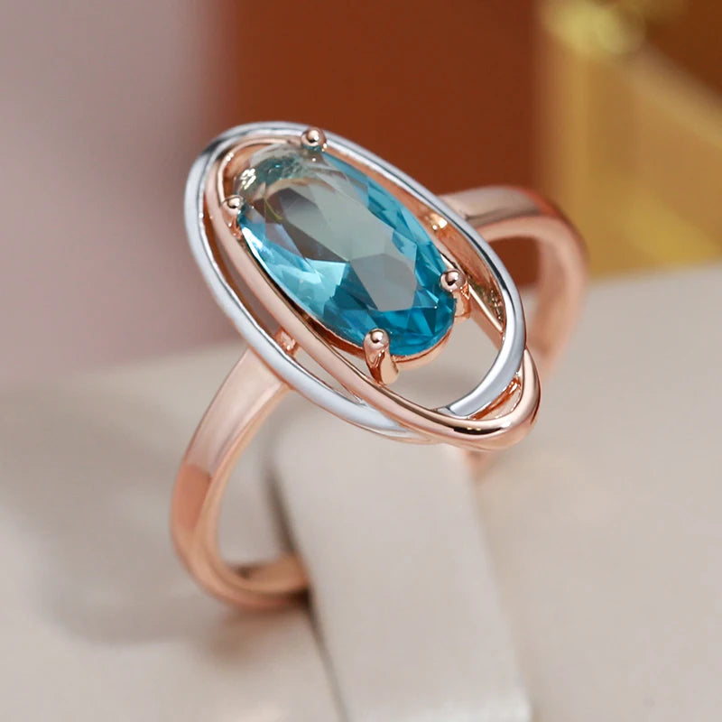Oval Light Blue Zircon Ring - ÉclatMystique