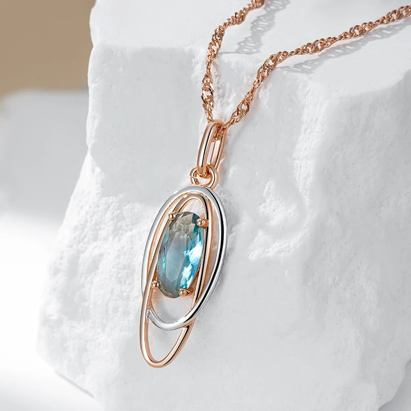 Oval Blue Zircon Necklace - ÉclatMystique
