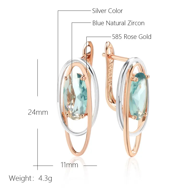 Oval Blue Zircon Earrings - ÉclatMystique