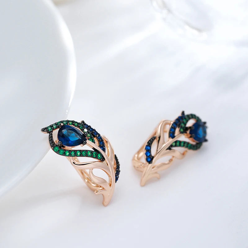 Blue Natural Zircon Drop Earrings