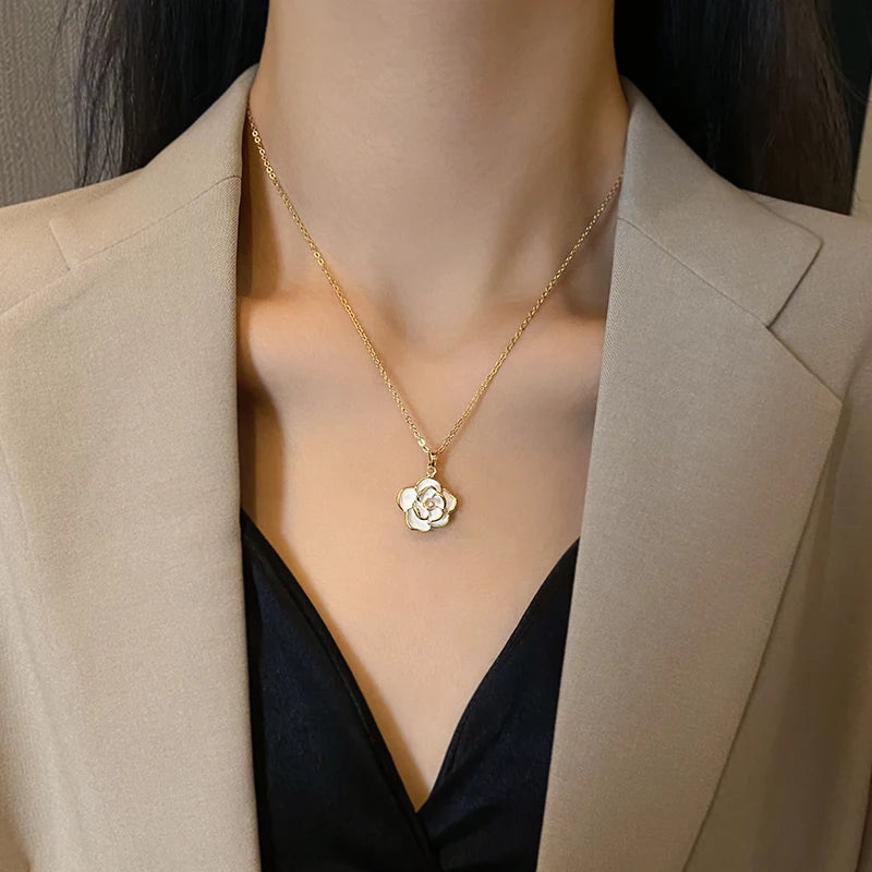 Camellia Flower Necklace - ÉclatMystique