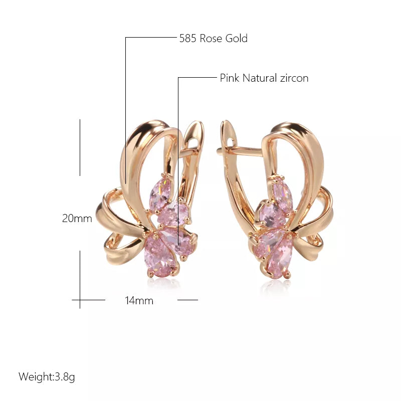 Pink Zircon Bowknot Earrings - ÉclatMystique