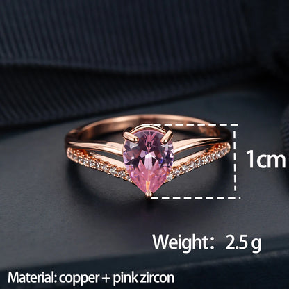 Pink Zircon Drop Ring - ÉclatMystique