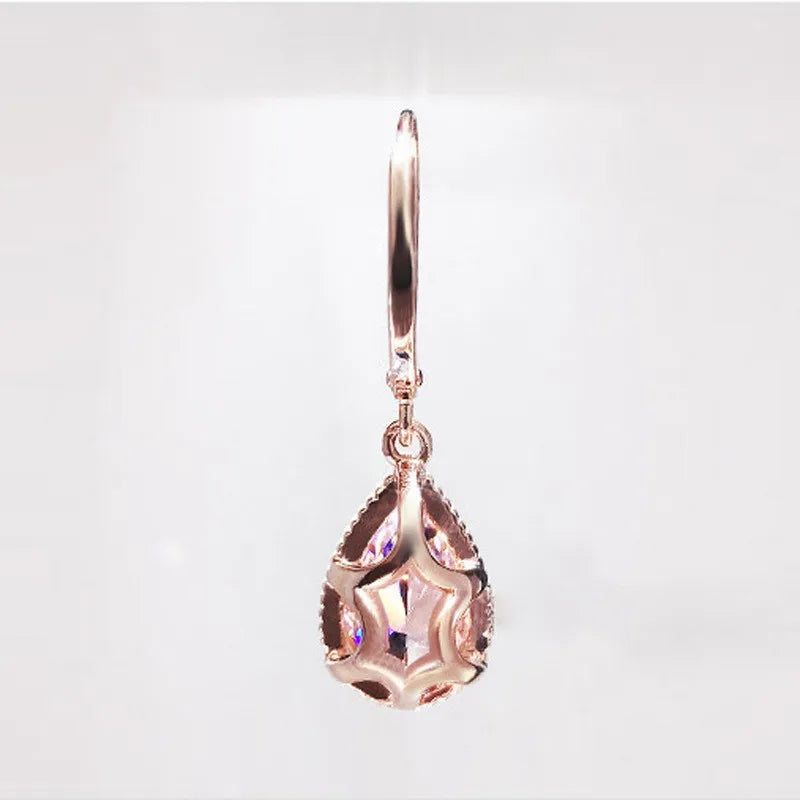 Pink Zirconia Drop Earrings - ÉclatMystique