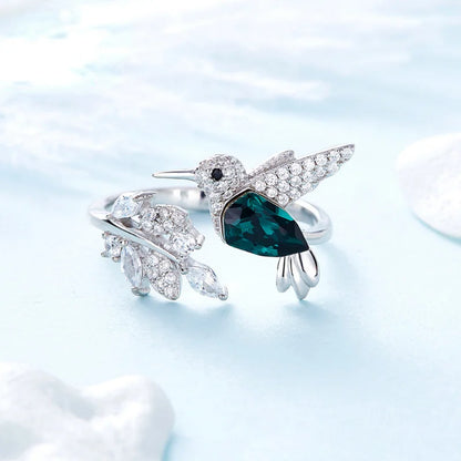 Natural Blue Stone Hummingbird Ring