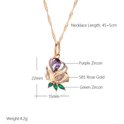 Purple Natural Zircon Flower Necklace - ÉclatMystique
