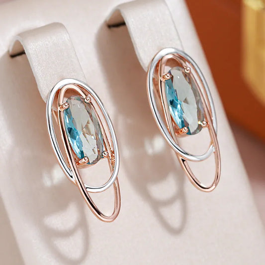 Oval Blue Zircon Earrings - ÉclatMystique