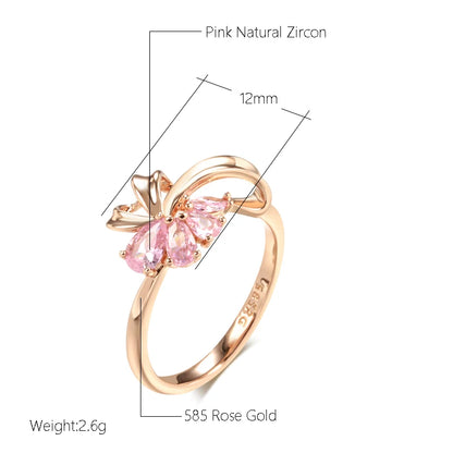 Pink Zircon Bowknot Ring - ÉclatMystique