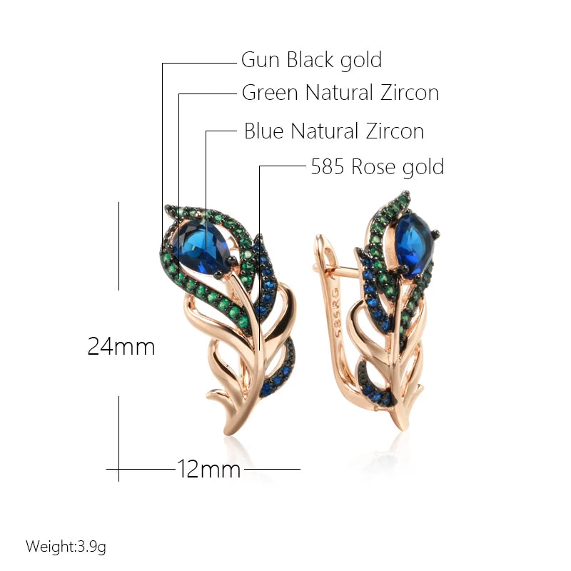 Blue Natural Zircon Drop Earrings