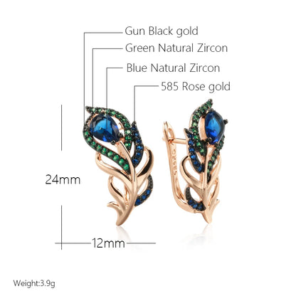 Blue Natural Zircon Drop Earrings