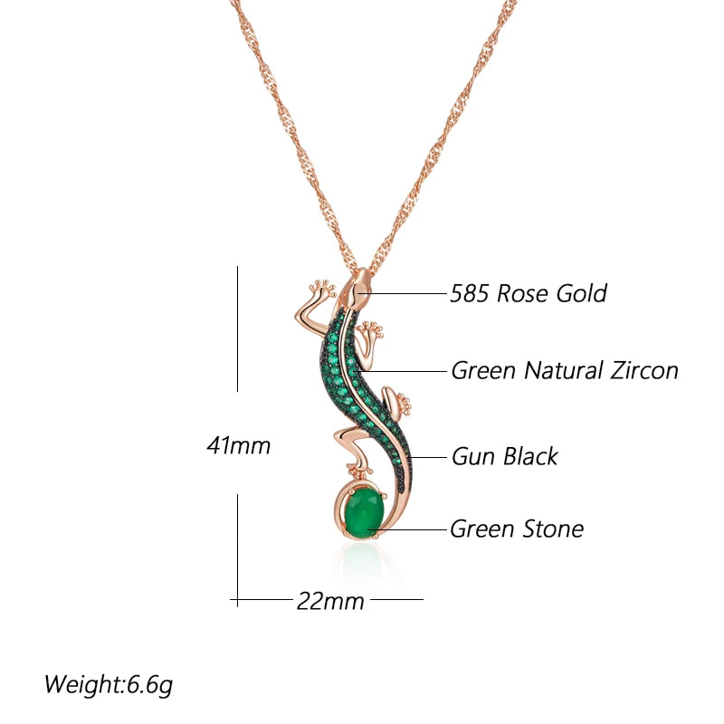 Natural Zircon Lizard Necklace