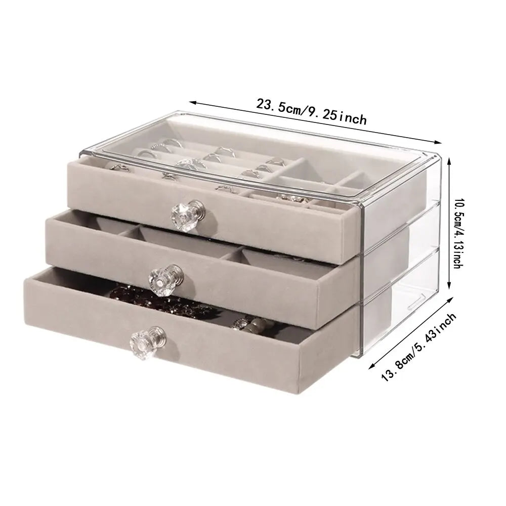 Three-layer Flannel Jewelry Box Drawer - ÉclatMystique