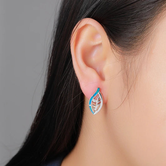 Opal Leaf Earrings