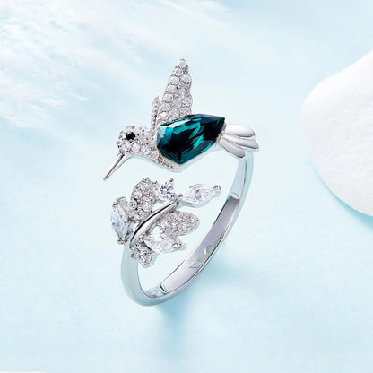 Natural Blue Stone Hummingbird Ring