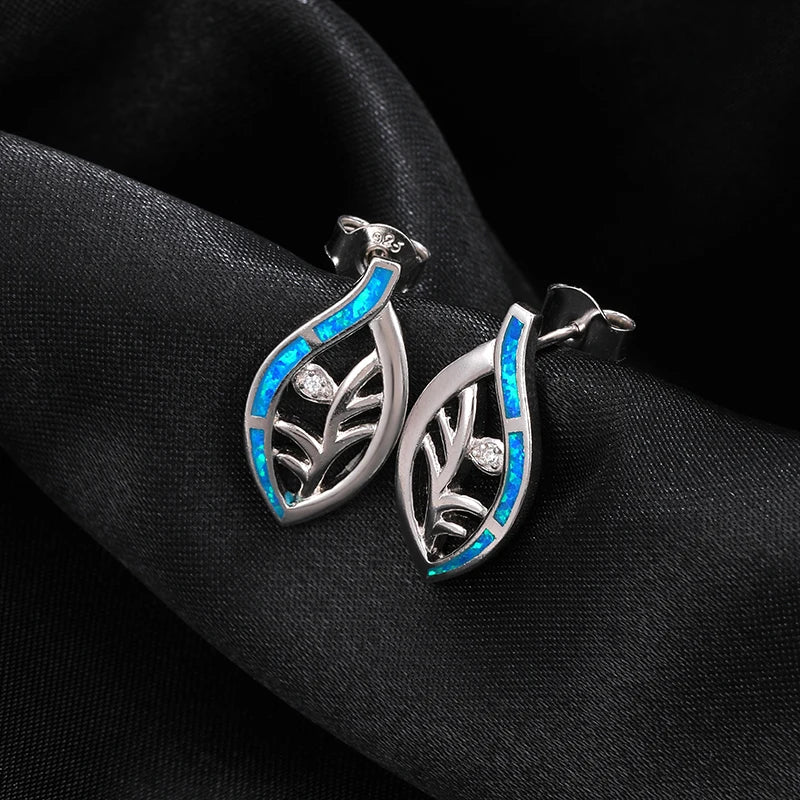 Opal Leaf Earrings