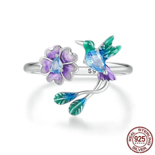 Crystal Hummingbird Ring