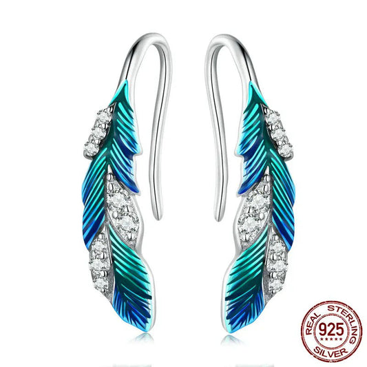 Blue Feathers Earrings