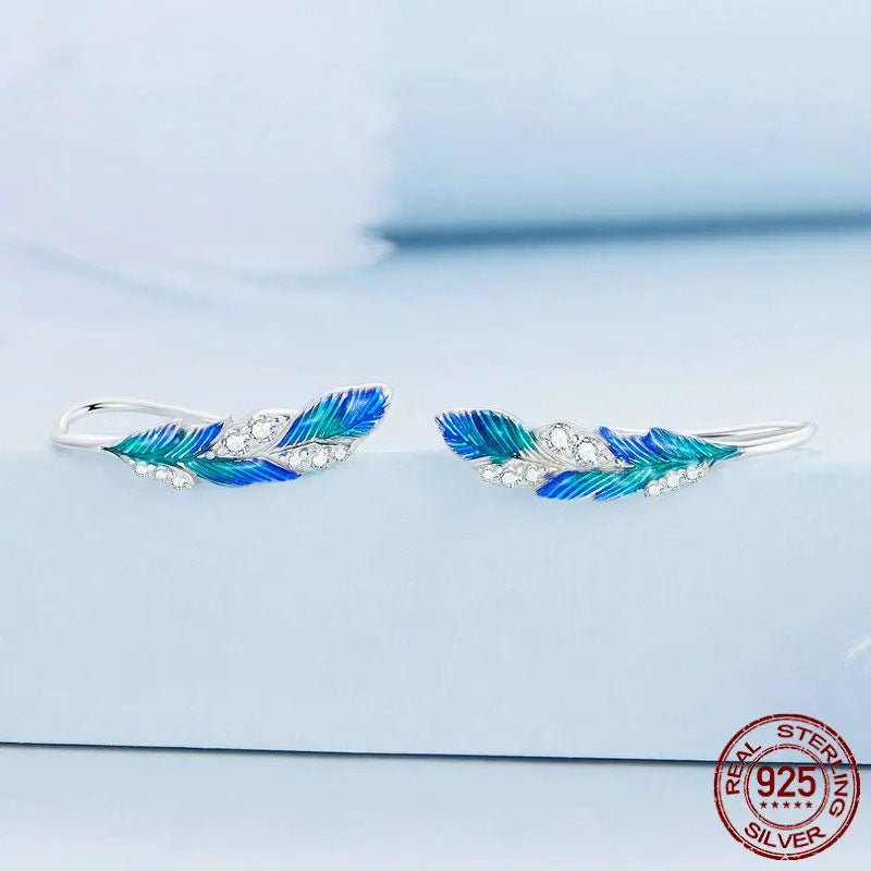 Blue Feathers Earrings