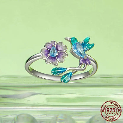 Crystal Hummingbird Ring