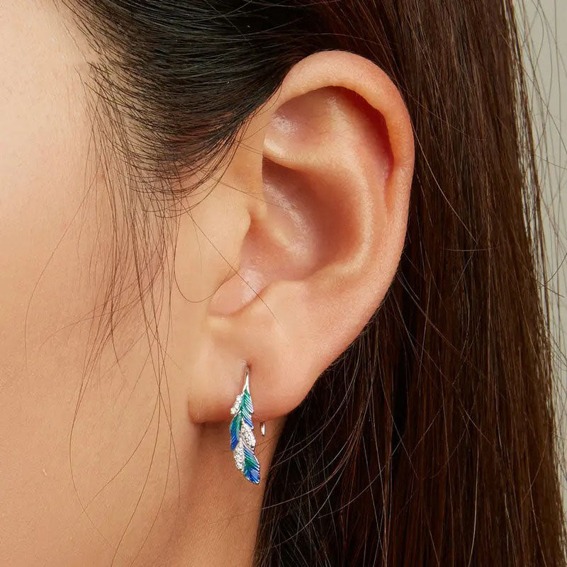 Blue Feathers Earrings