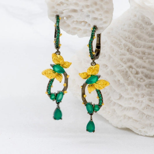 Green Agate Gemstone Earrings